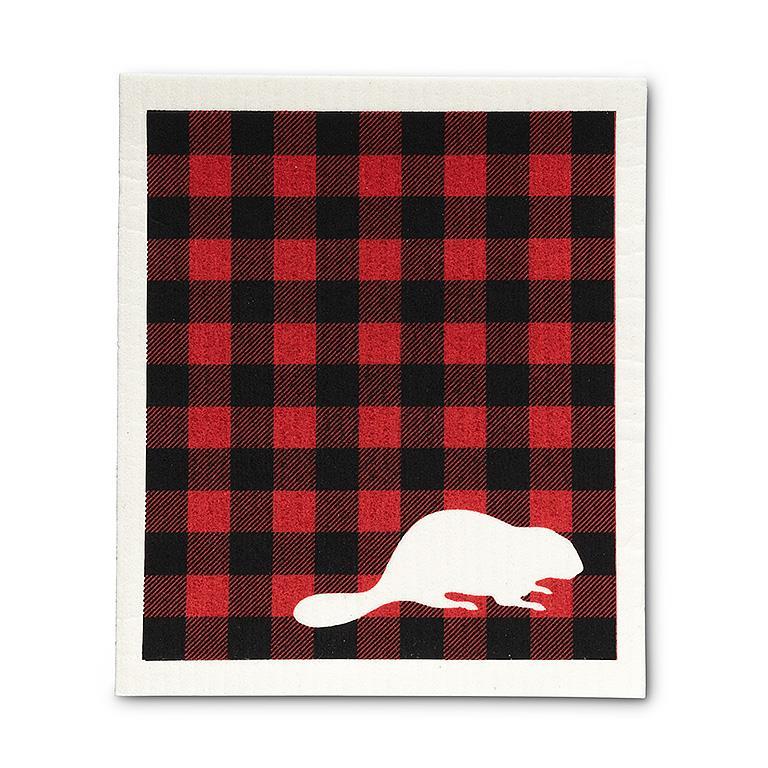 Buffalo Check Beaver Leaf Dishcloths. Set of 2