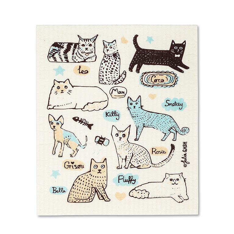 Cats with Names Dishcloths. Set of 2