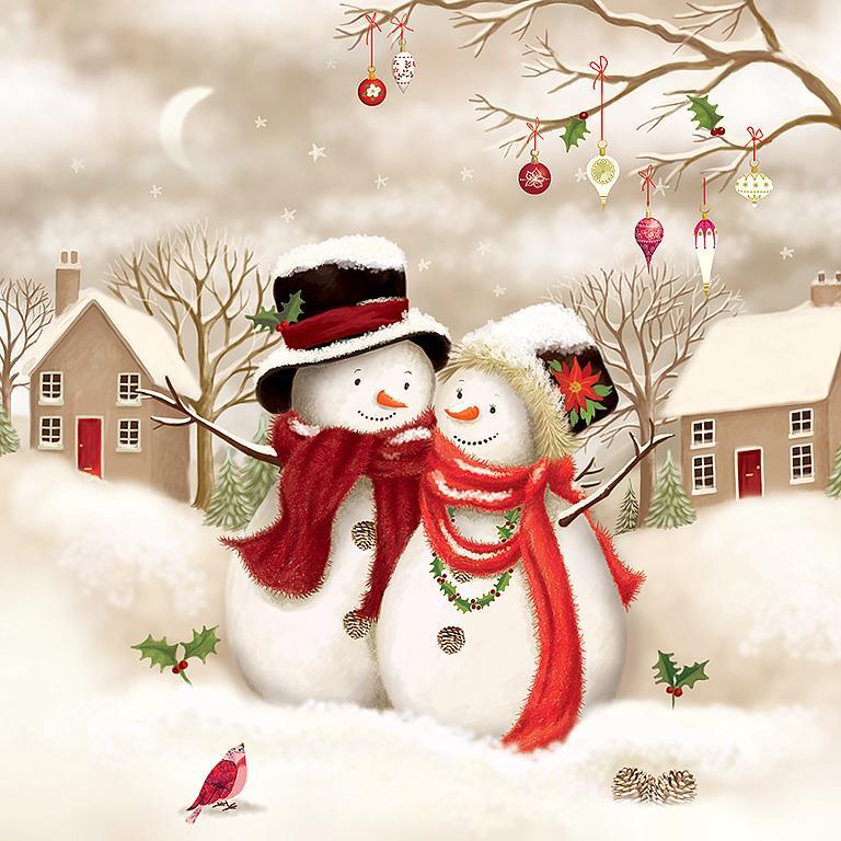 Luncheon Snow Family Napkins Napkins