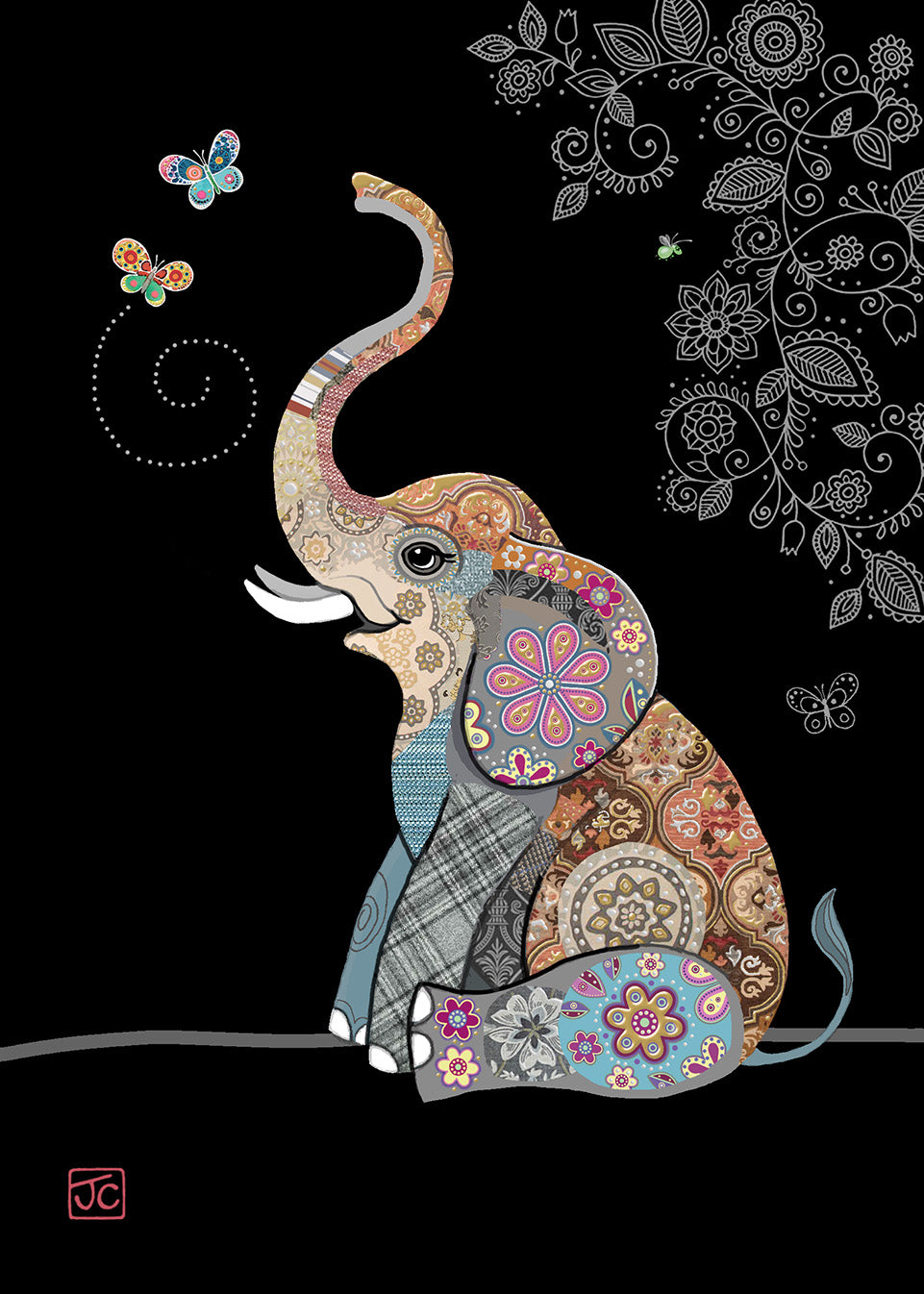 BA Elephant Butterflies Card