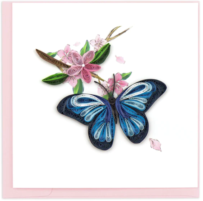 Quilled Blue Butterfly Greeting Card