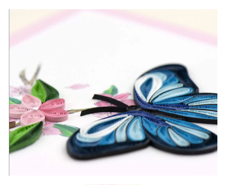 Quilled Blue Butterfly Greeting Card