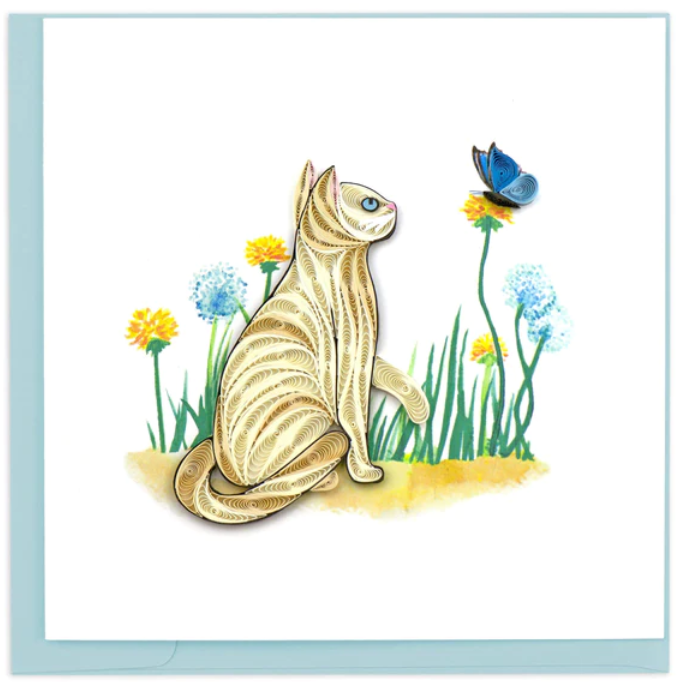 Quilled Cat & Butterfly Greeting Card