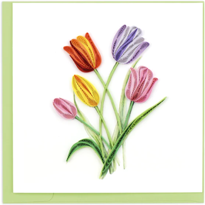 Quilled Colorful Tulips Greeting Card