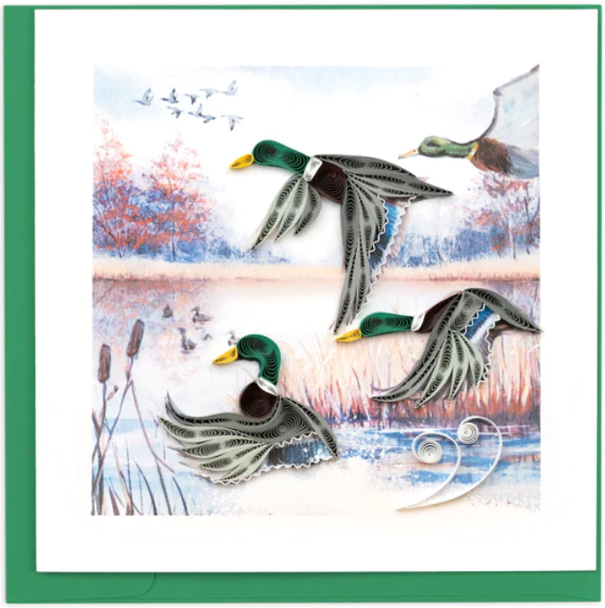 Quilled Duck Migration Greeting Card