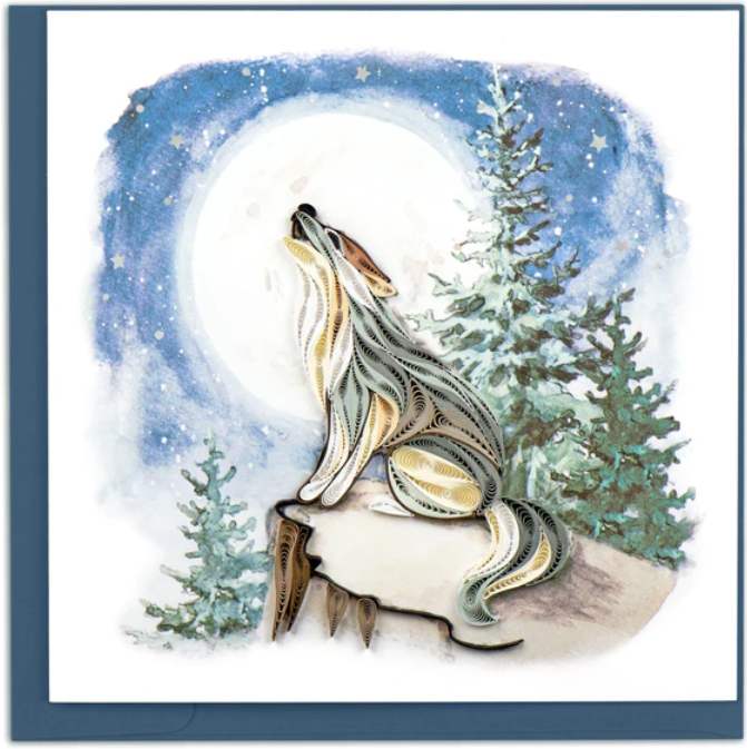 Quilled Howling Wolf Greeting Card