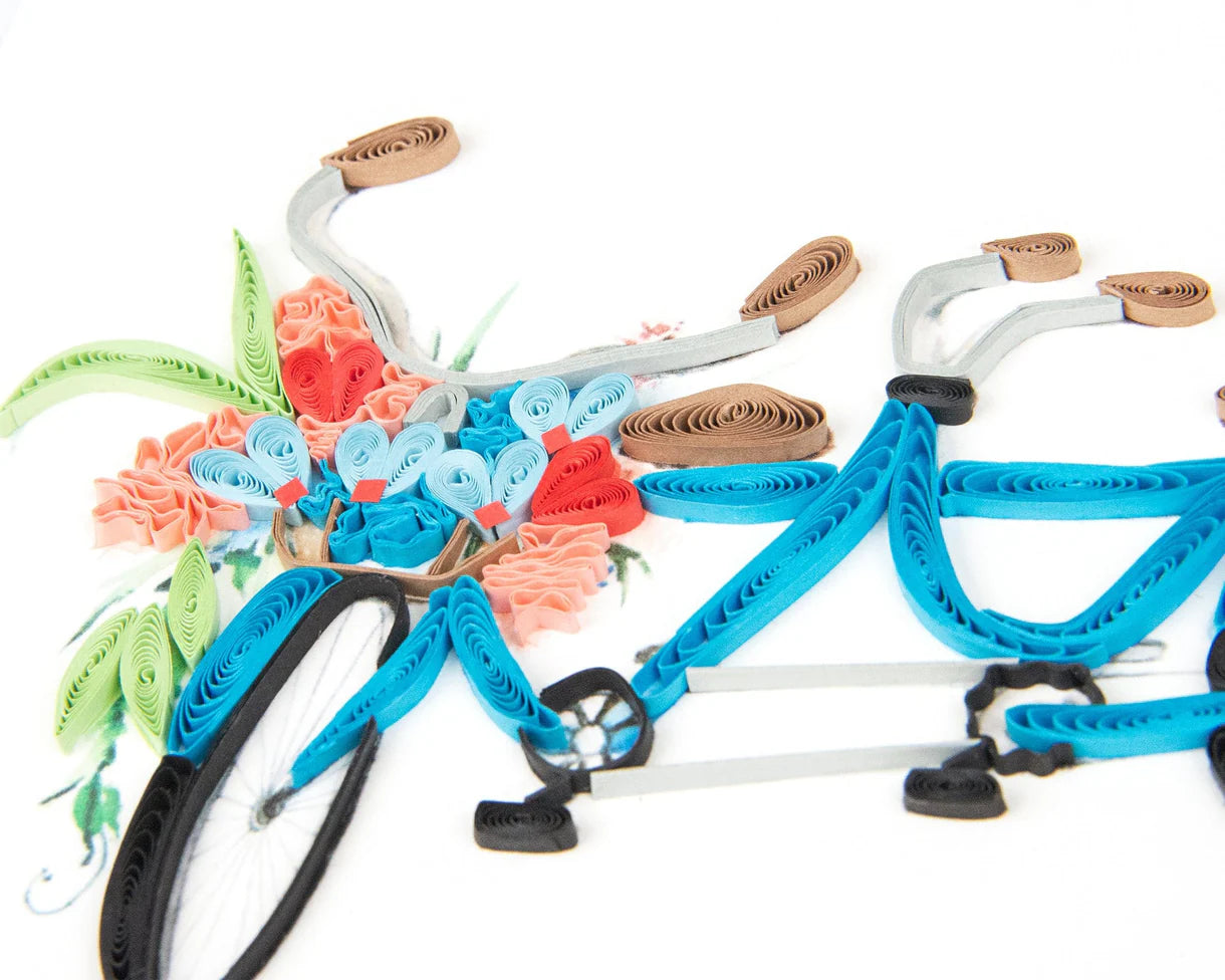 Quilled Tandem Bicycle Anniversary Card
