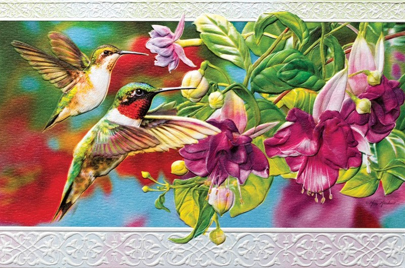 PP Birthday Card Hummingbird in Fuchsia
