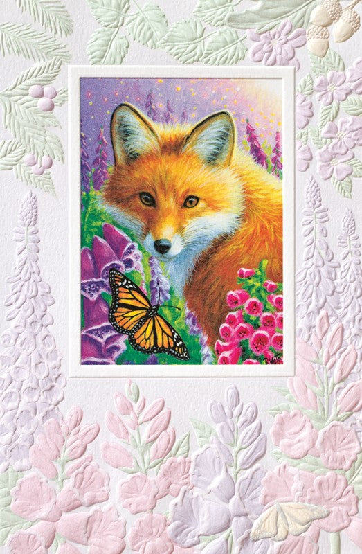 PP Birthday Card Fox in Foxglove