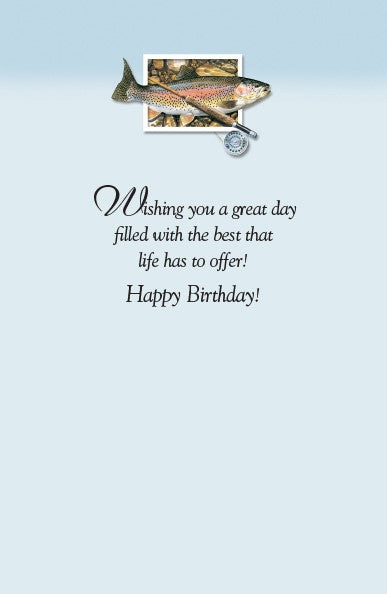 PP Birthday Card Rainbow Trout & Rod