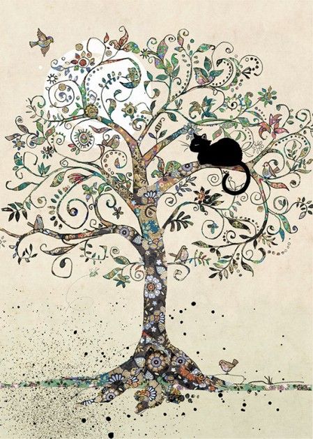 Bug Art Recycled Bag Cat in a Tree