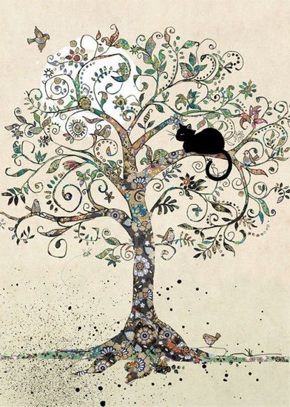 Bug Art Recycled Bag Cat in a Tree