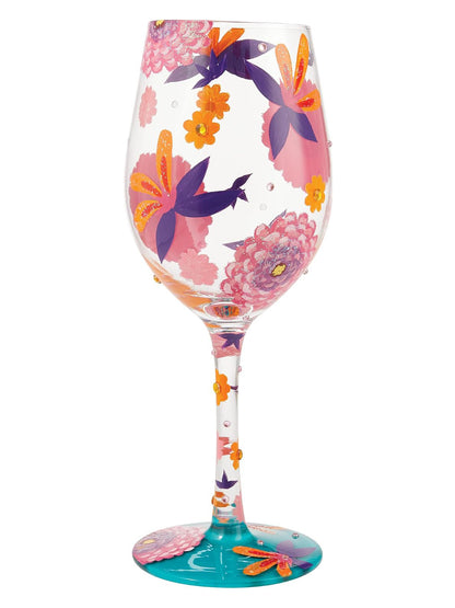 Funky Florals Wine Glass