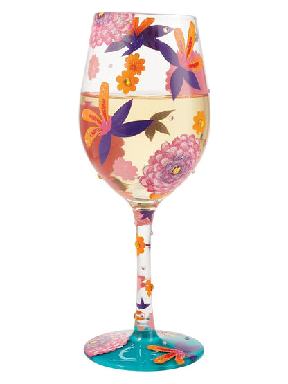 Funky Florals Wine Glass