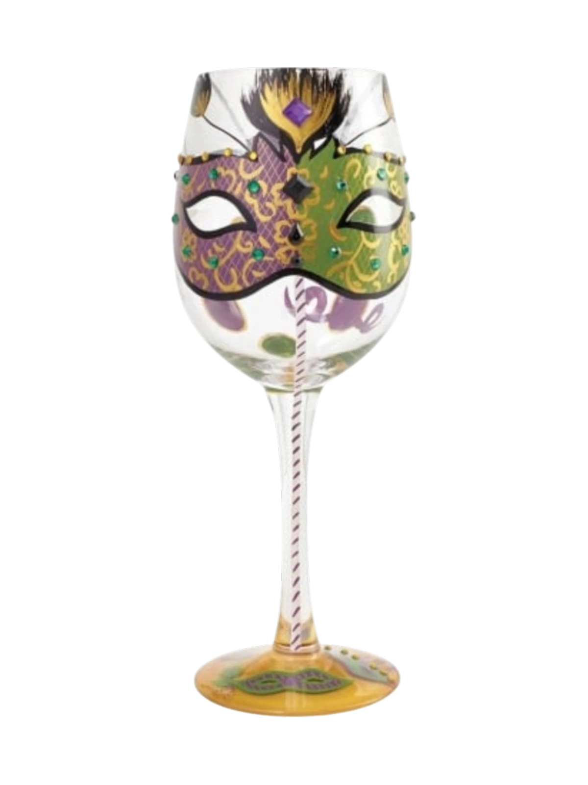 Mardi Gras Wine Glass
