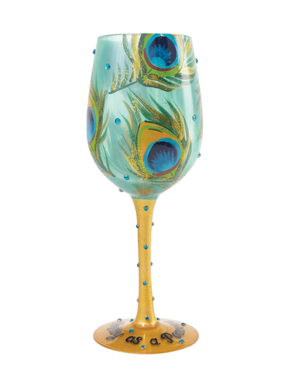 Pretty As A Peacock Wine Glass