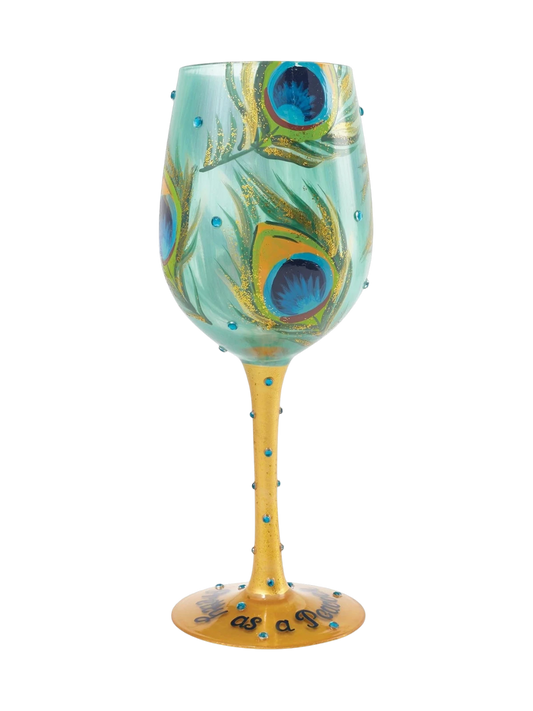 Pretty As A Peacock Wine Glass