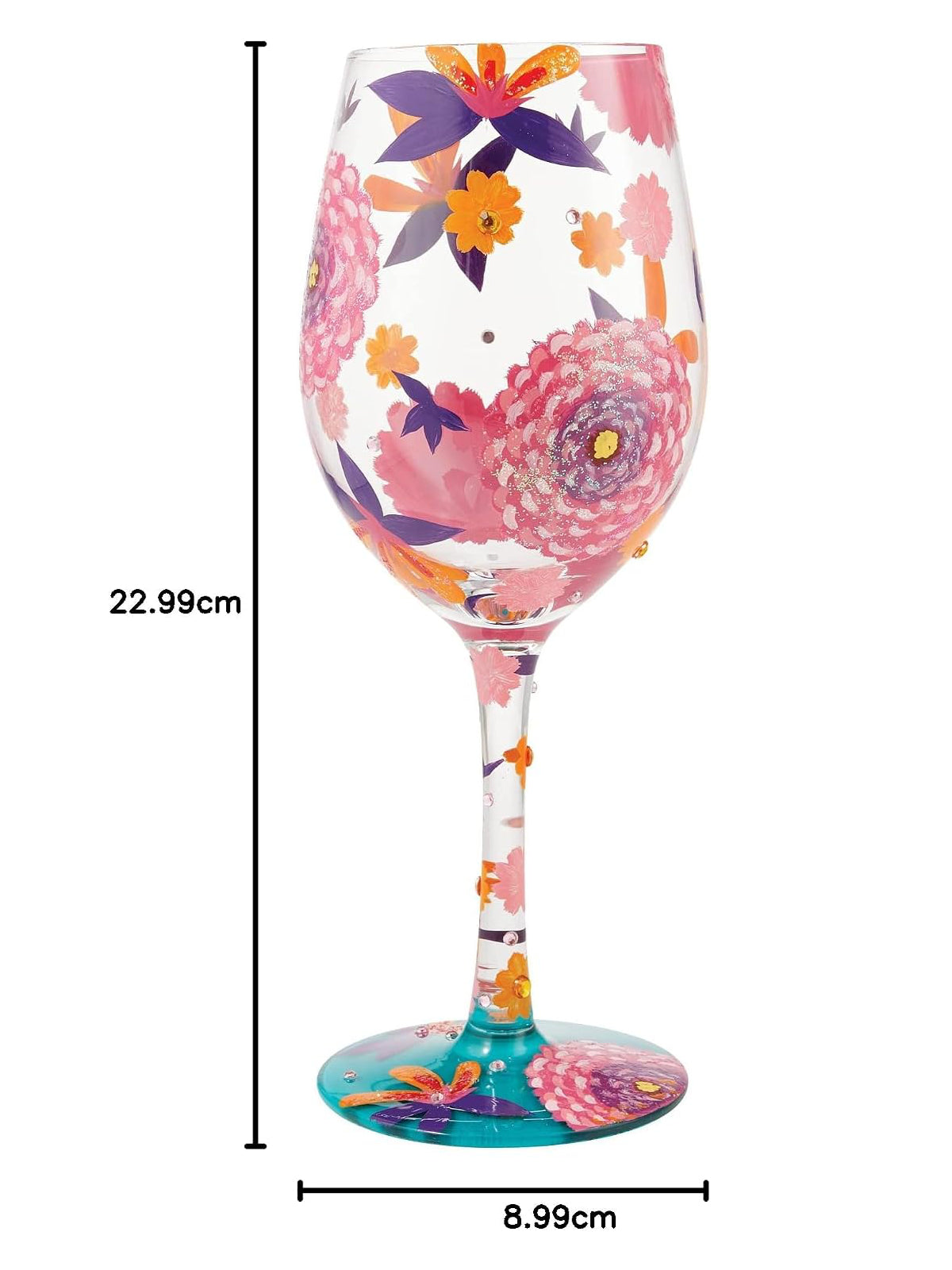 Funky Florals Wine Glass