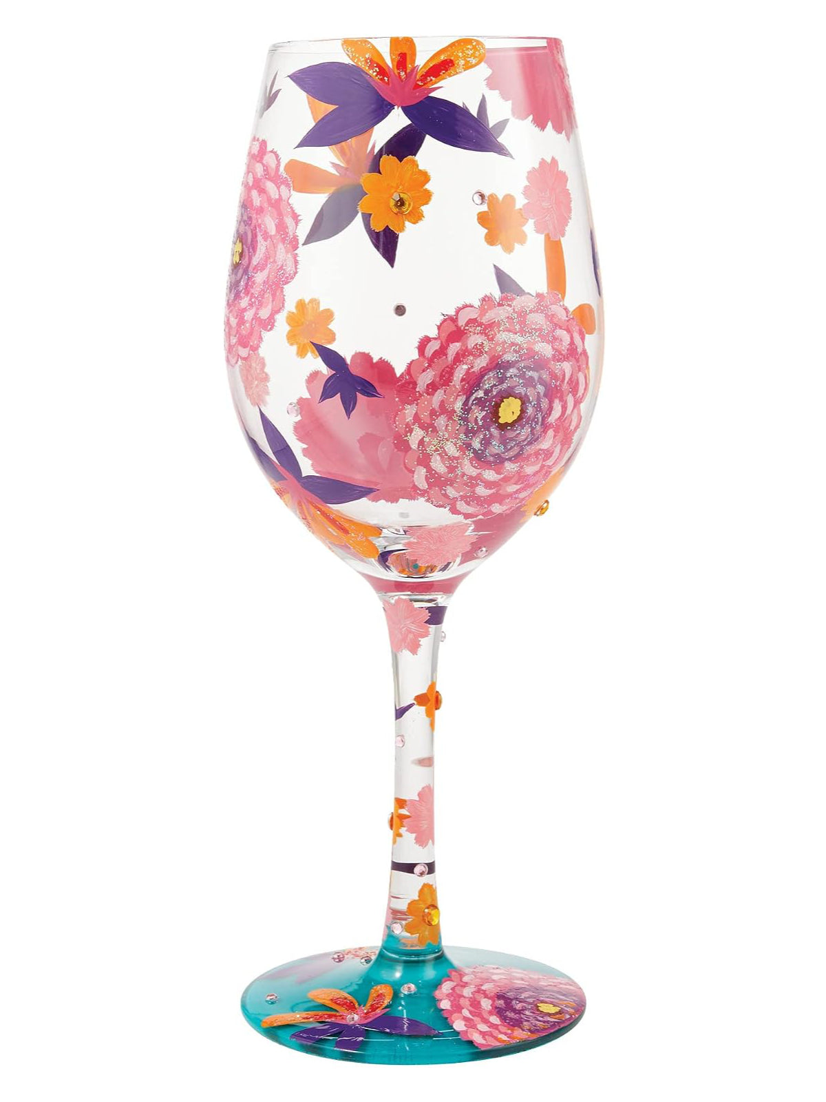 Funky Florals Wine Glass