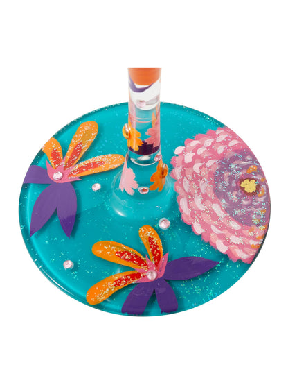 Funky Florals Wine Glass