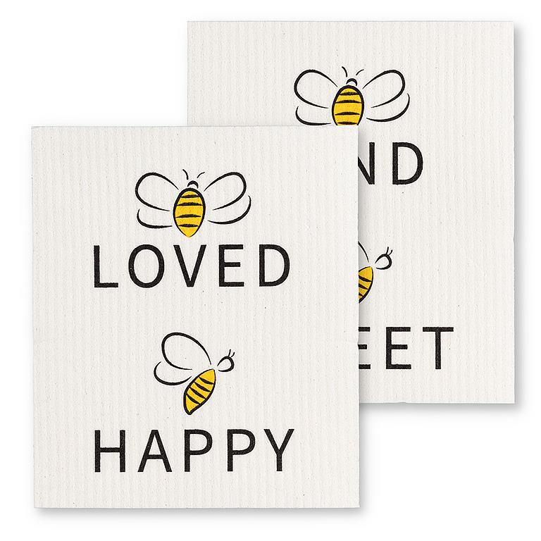 Bee Loved Dishcloths. Set of 2