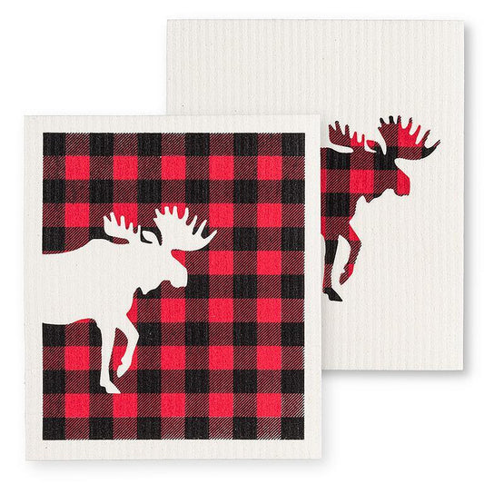 Buffalo Check Moose Dishcloths. Set of 2