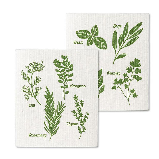 Assorted Herbs Dishcloths. Set of 2