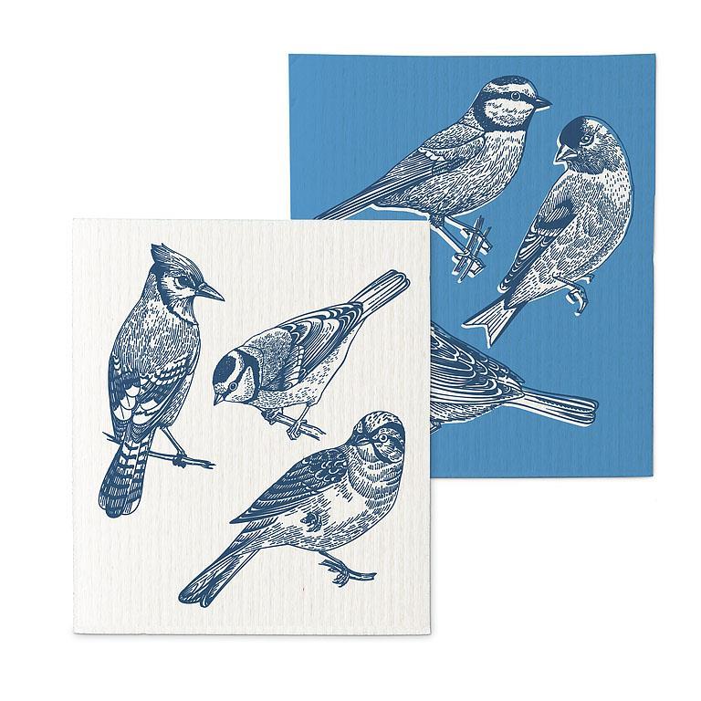 Bird Sketch Dishcloths. Set of 2