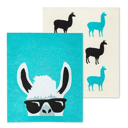 Llama with Shades Dishcloths. Set of 2