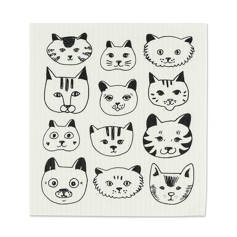 Simple Cat Faces Dishcloths. Set of 2