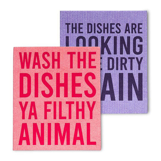 Funny Text Dishcloths. Set of 2