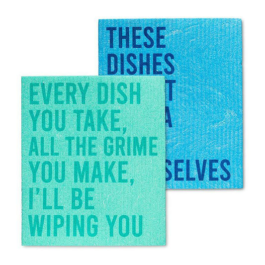 Funny Text Dishcloths. Set of 2