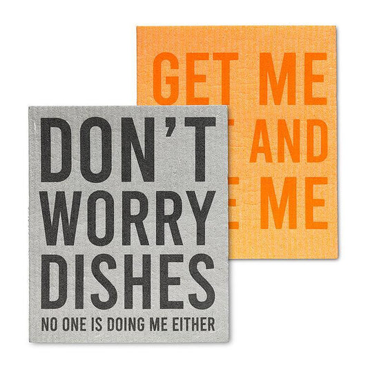 Funny Text Dishcloths. Set of 2