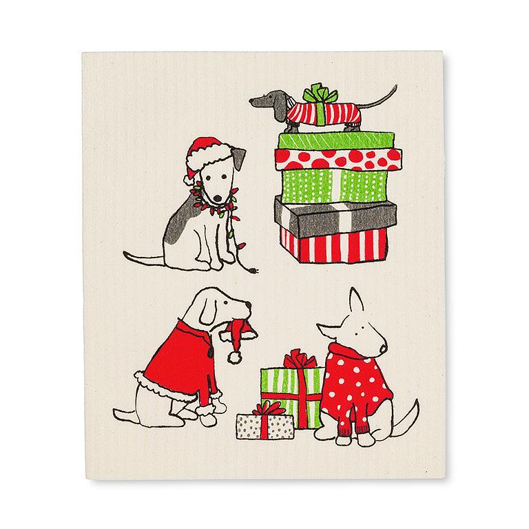 Holiday Dogs Dishcloths. Set of 2