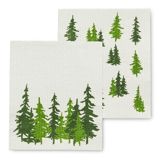 Evergreen Forest Dishcloths. Set of 2