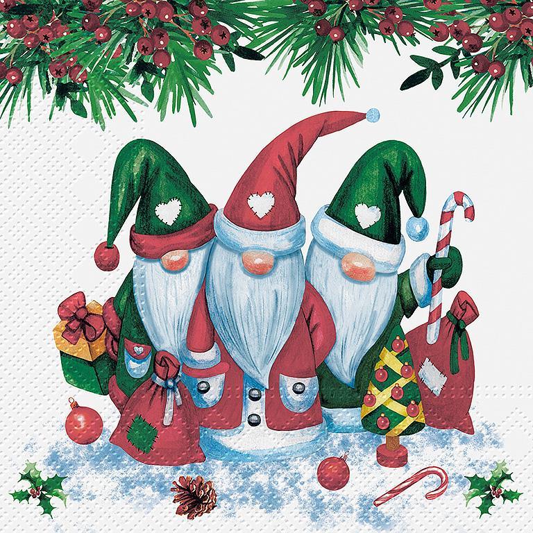 Luncheon Christmas Gnomes Napkins