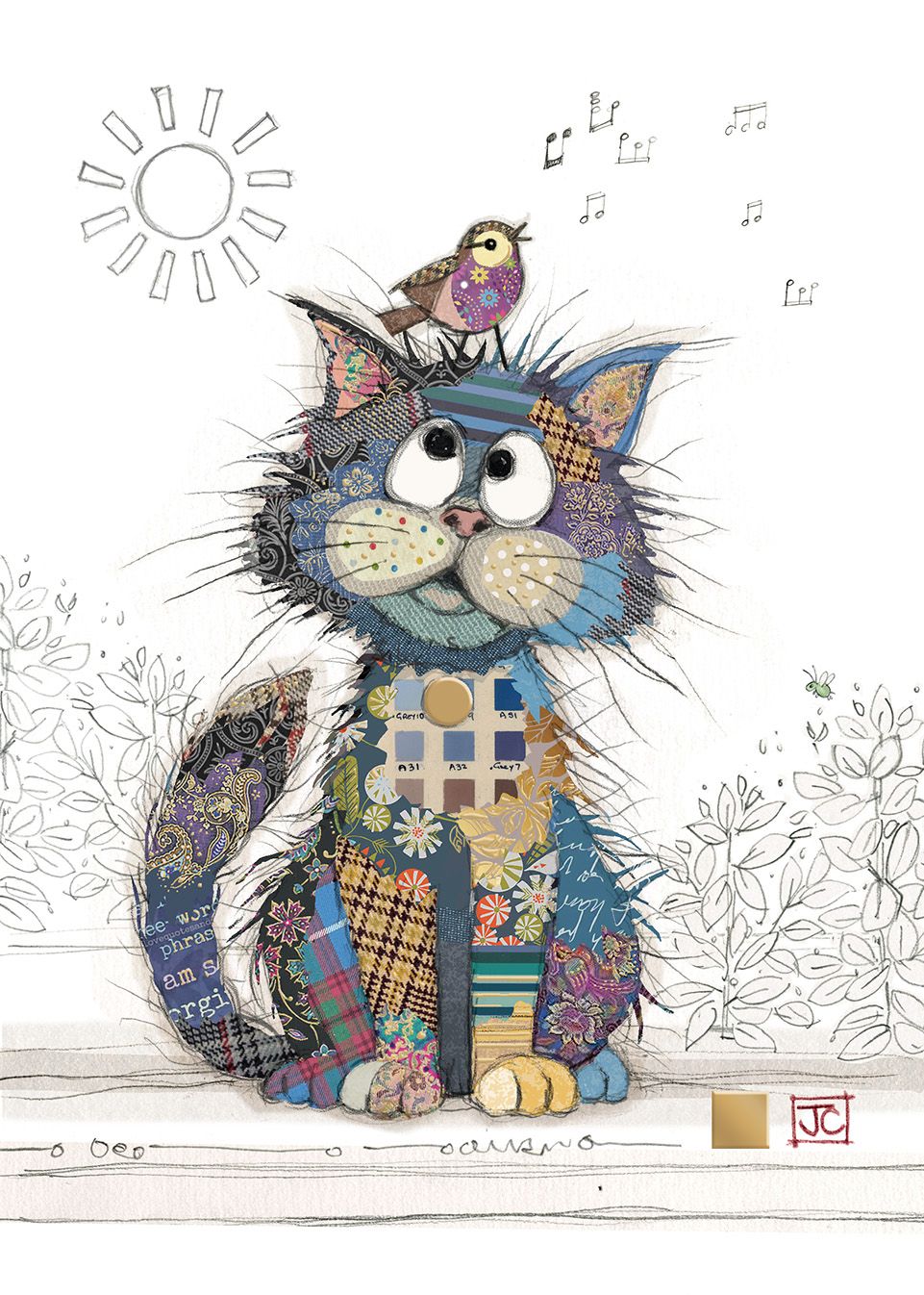 Bug Art Charlie Cat Card