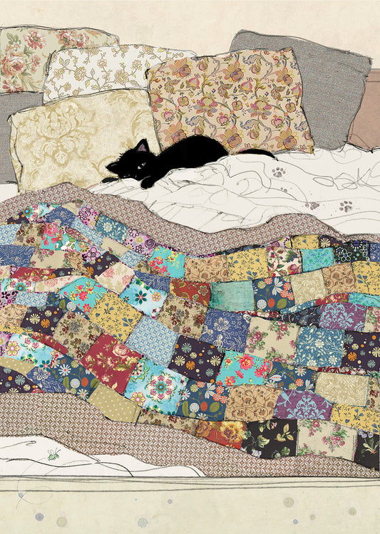 Bug Art Bed Kitty Card