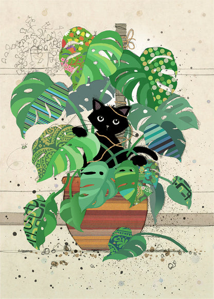 Bug Art Recycled Bag Monstera Kitty