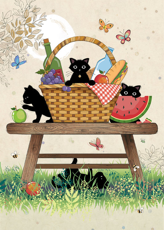 Bug Art Picnic Kitties Card