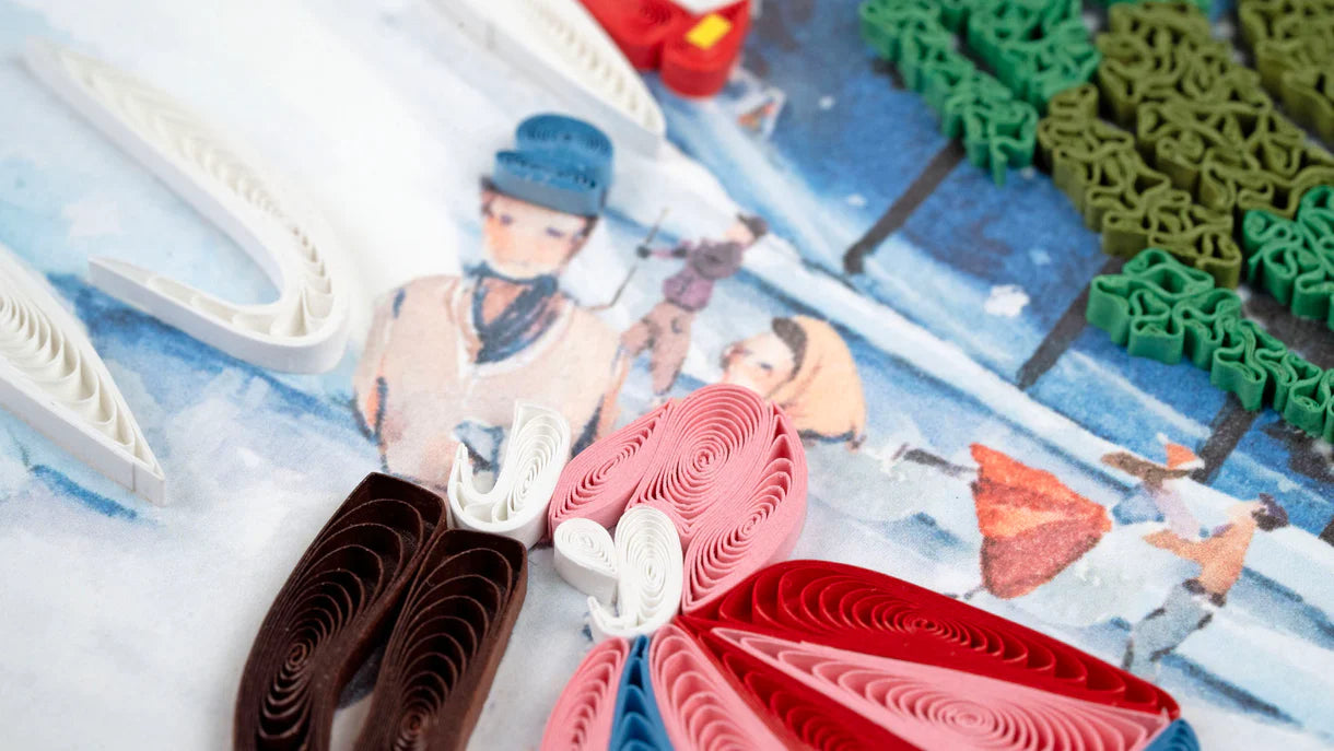 Quilled Ice Skating Scene Greeting Card