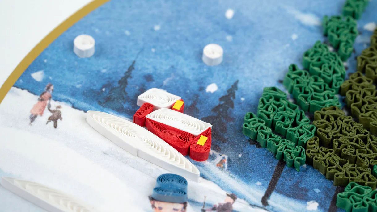 Quilled Ice Skating Scene Greeting Card