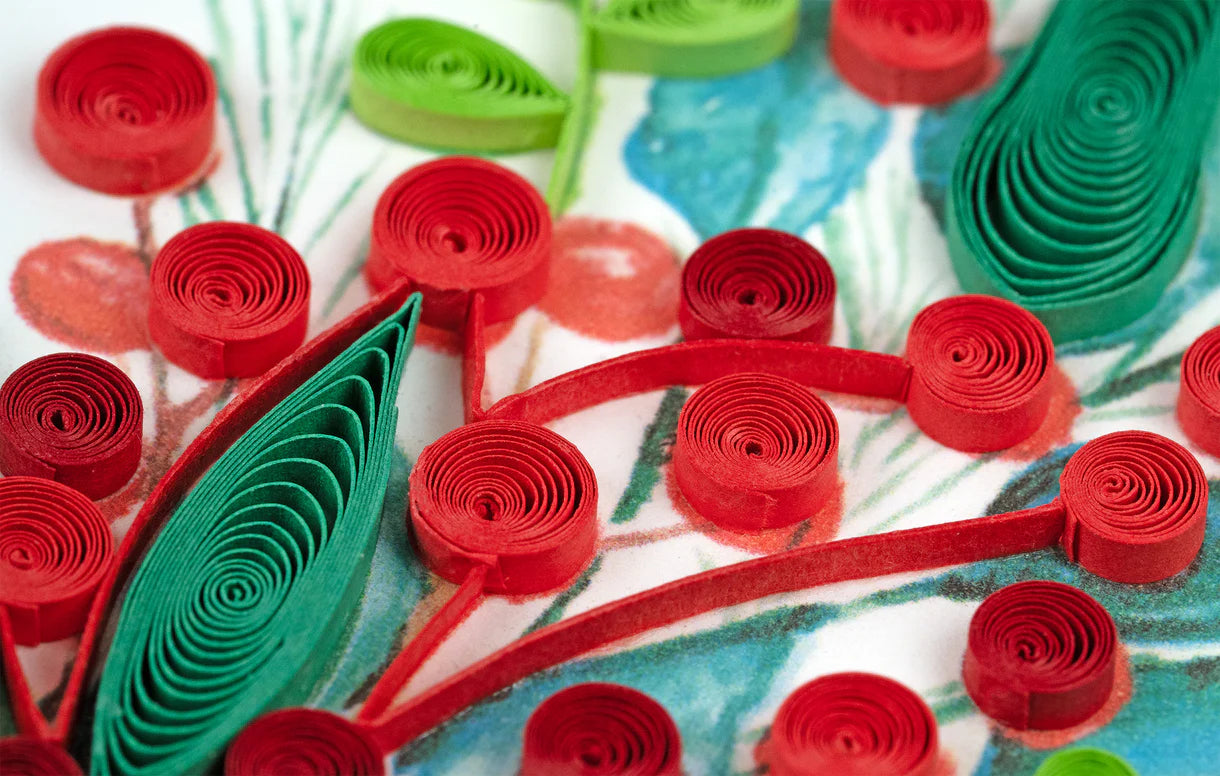 Quilled Holly Berry Bunch Greeting Card