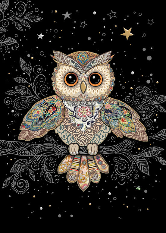 Bug Art Patterned Owl Card