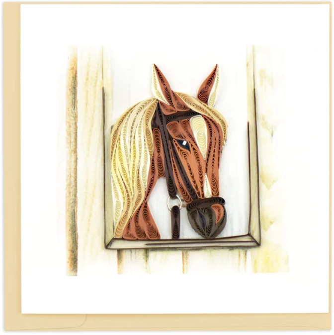 Quilled Horse in Stable Greeting Card