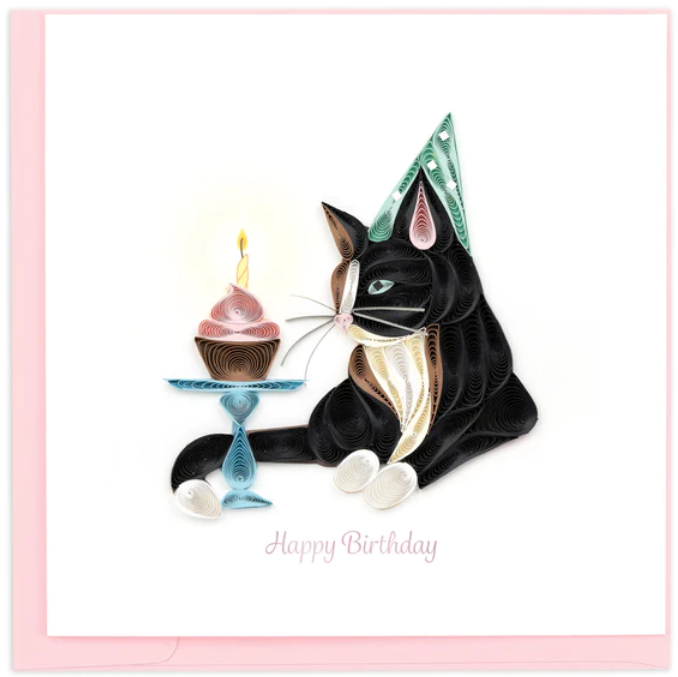 Quilled Birthday Cat Greeting Card