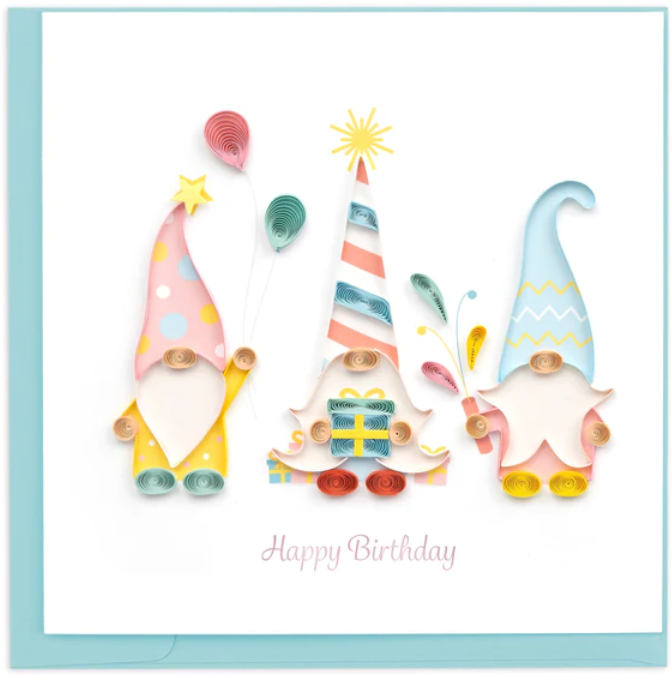 Quilled Birthday Gnomes Greeting Card