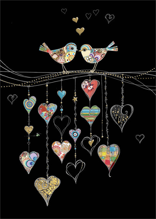 Bug Art Bird Hearts Card