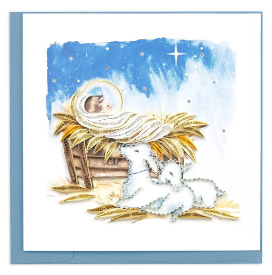 Quilled Baby Jesus in Manger Christmas Card