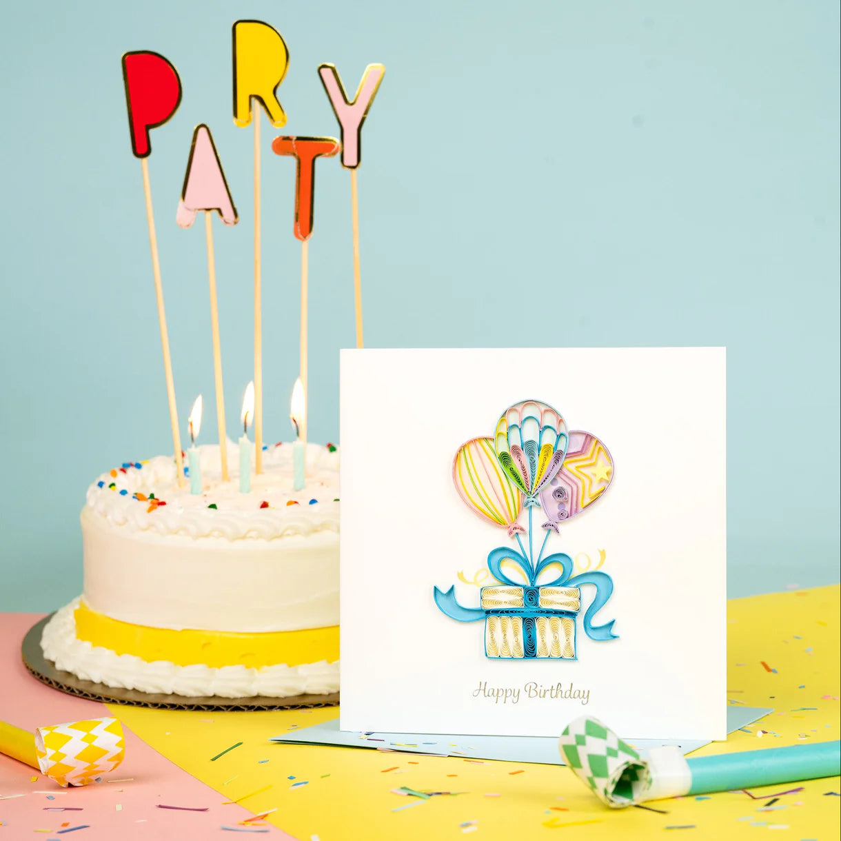 Quilled Balloon Surprise Birthday Card